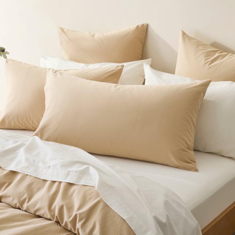 Stonewashed Cotton Sesame Pillowcases