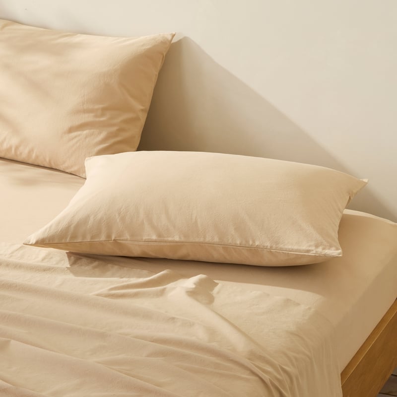 Stonewashed Cotton Sesame Pillowcases