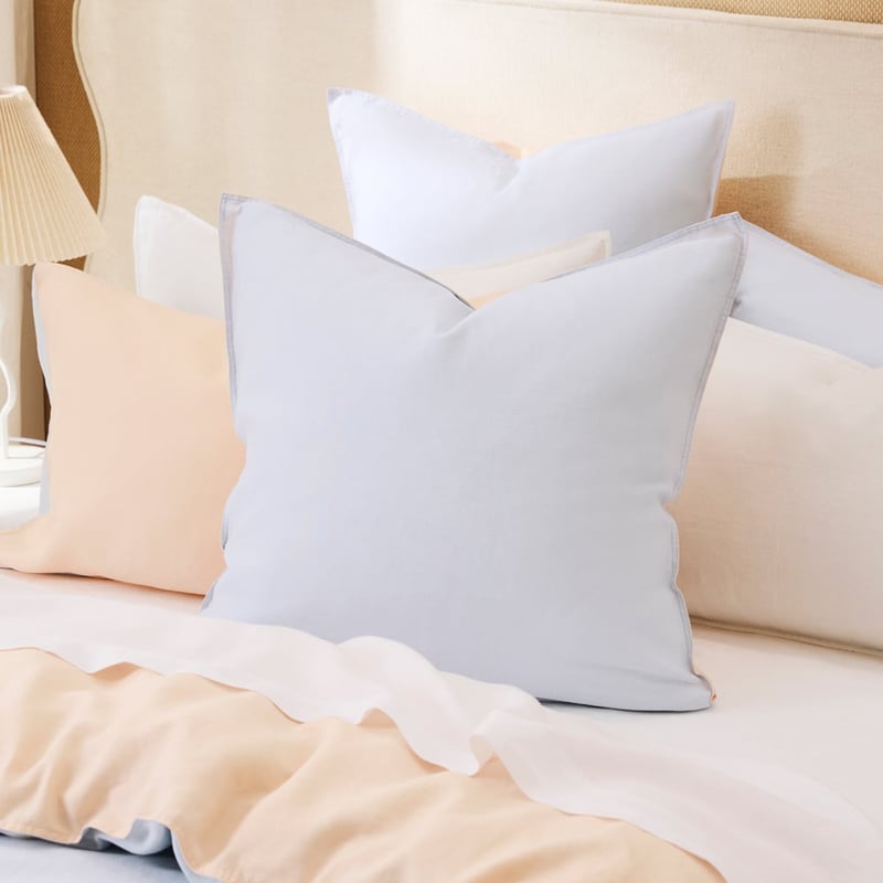 Vintage Washed Linen Peach & Sky Blue Duo Quilt Pillowcases