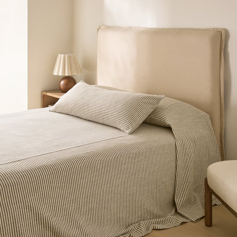 Noa Black & Natural Stripe Bolster Pillowcase