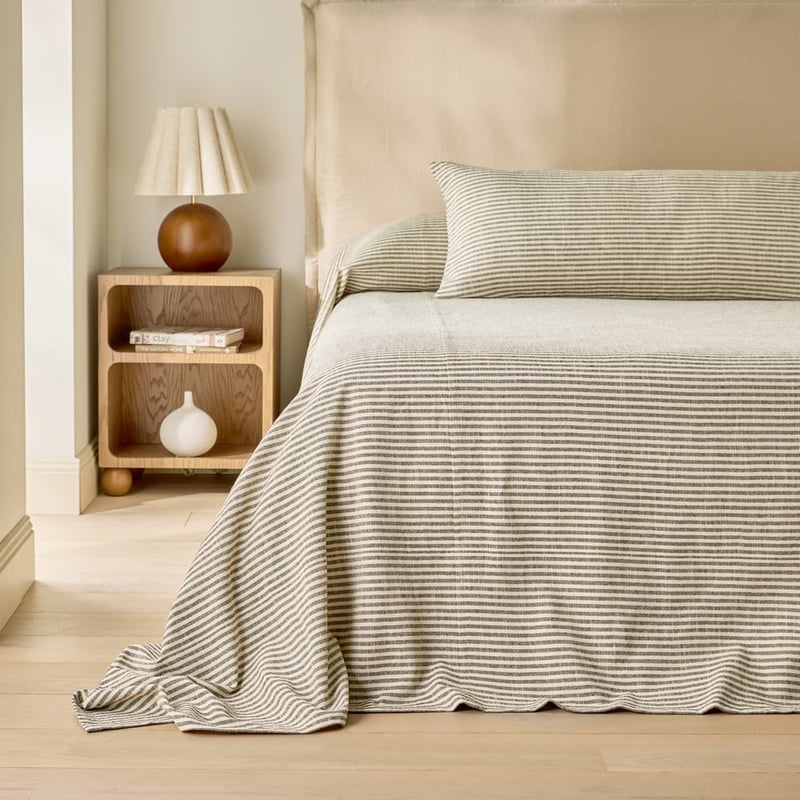 Noa Black & Natural Stripe Bolster Pillowcase