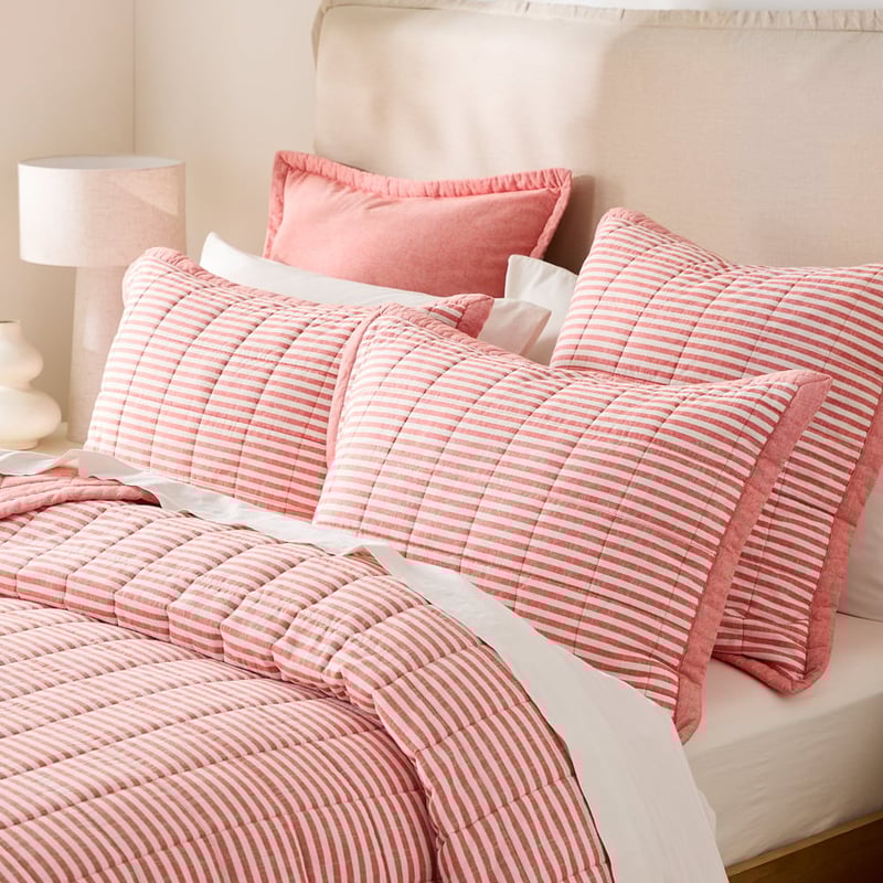 Bodhi Tomato Stripe Quilted Coverlet Separates