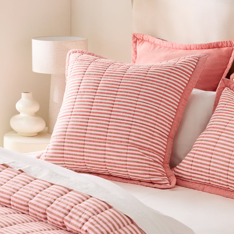 Bodhi Tomato Stripe Quilted Pillowcases