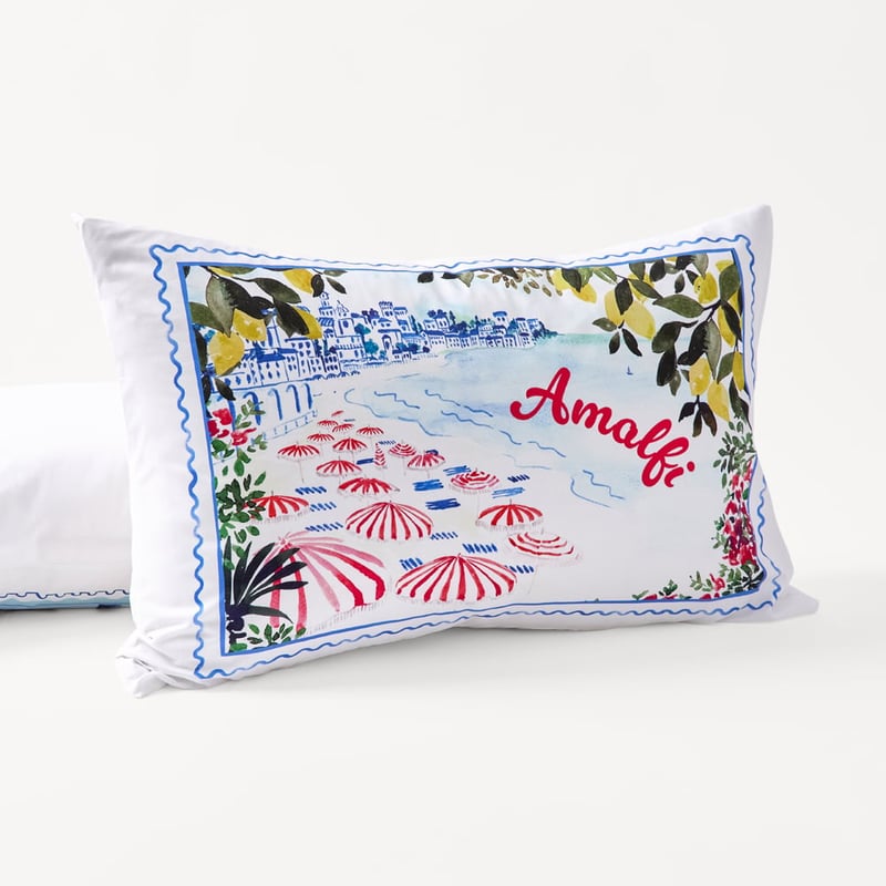 Amalfi White Text Pillowcase