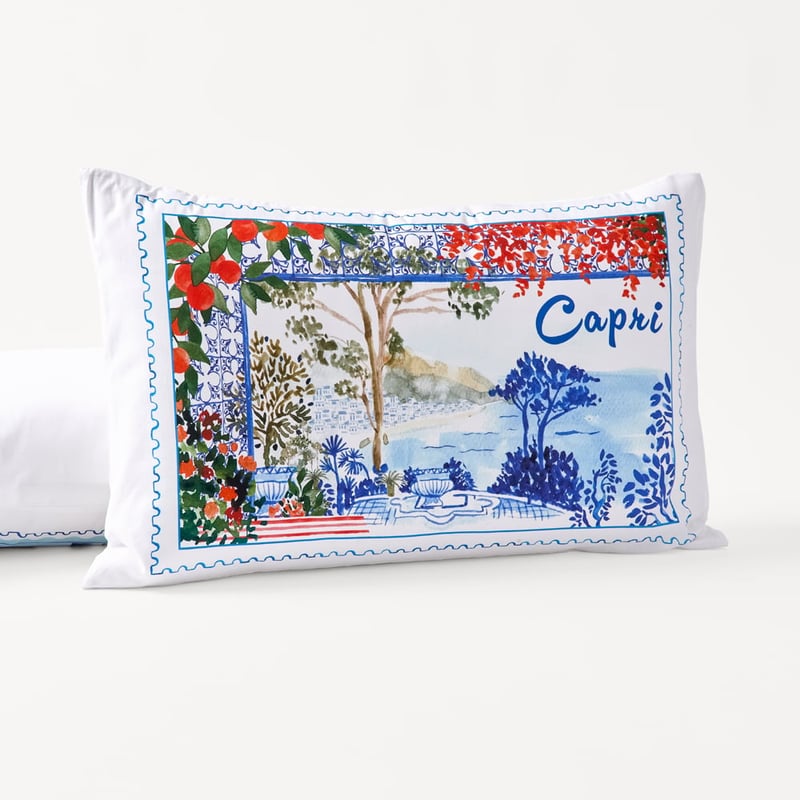 Capri White Text Pillowcase