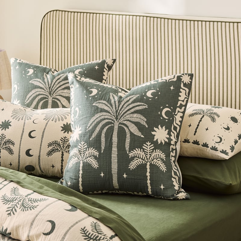 Summer Palm Jacquard Green Quilt Cover Separates