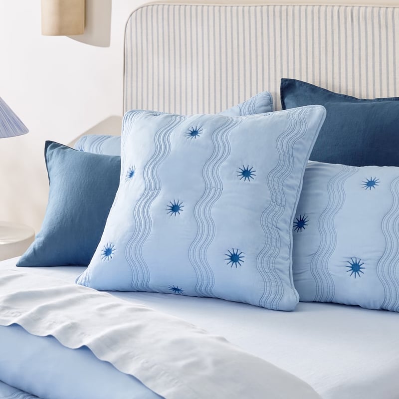 Starburst Blue Quilted Pillowcases