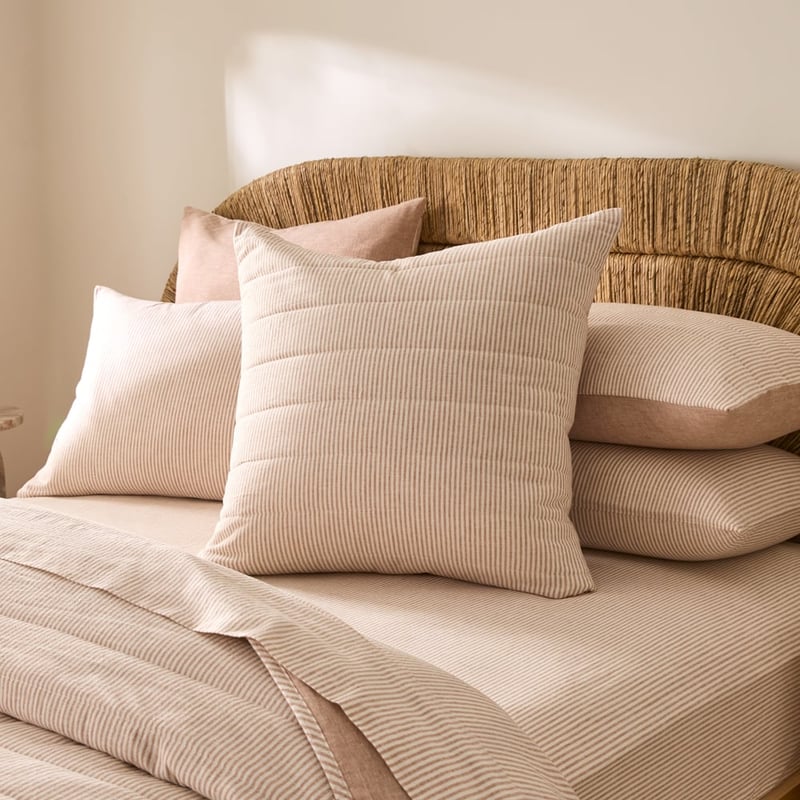 Linen Cotton Pecan Stripe Quilted Pillowcases