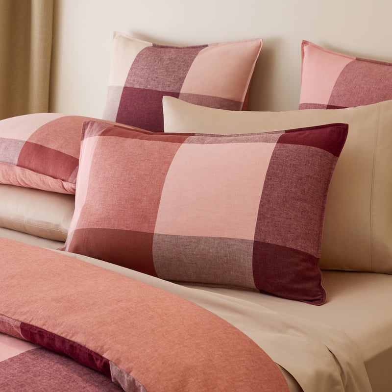 Linen Cotton Newland Earth Check Pillowcase