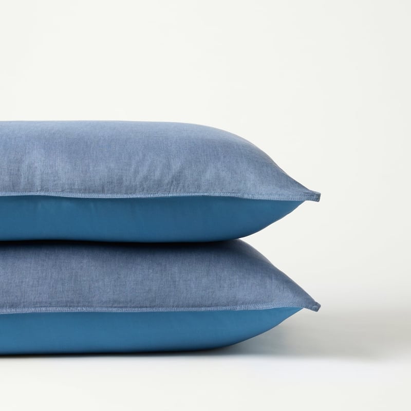 Vintage Washed Linen Silk Denim Pillowcases