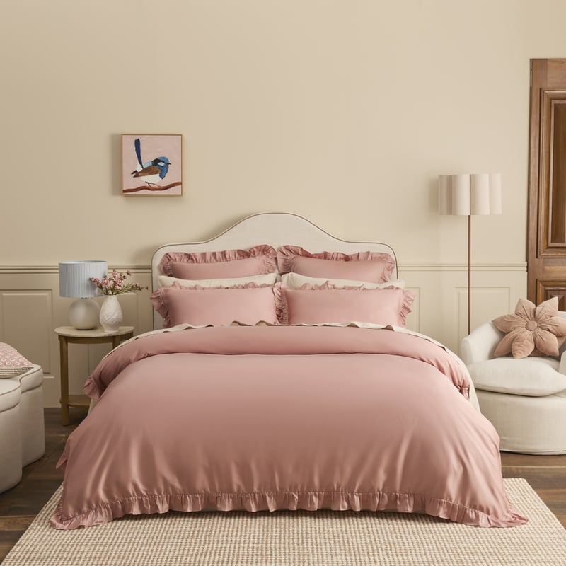 Lyocell Deep Rose Ruffle Pillowcases