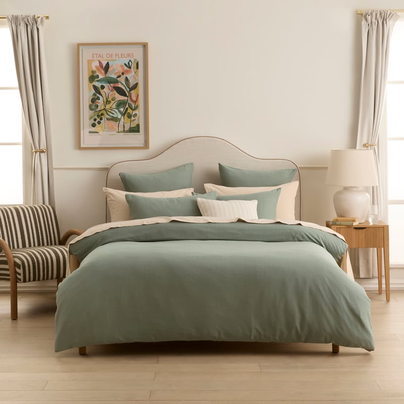 Jersey Pointelle Green Quilt Cover Set + Separates