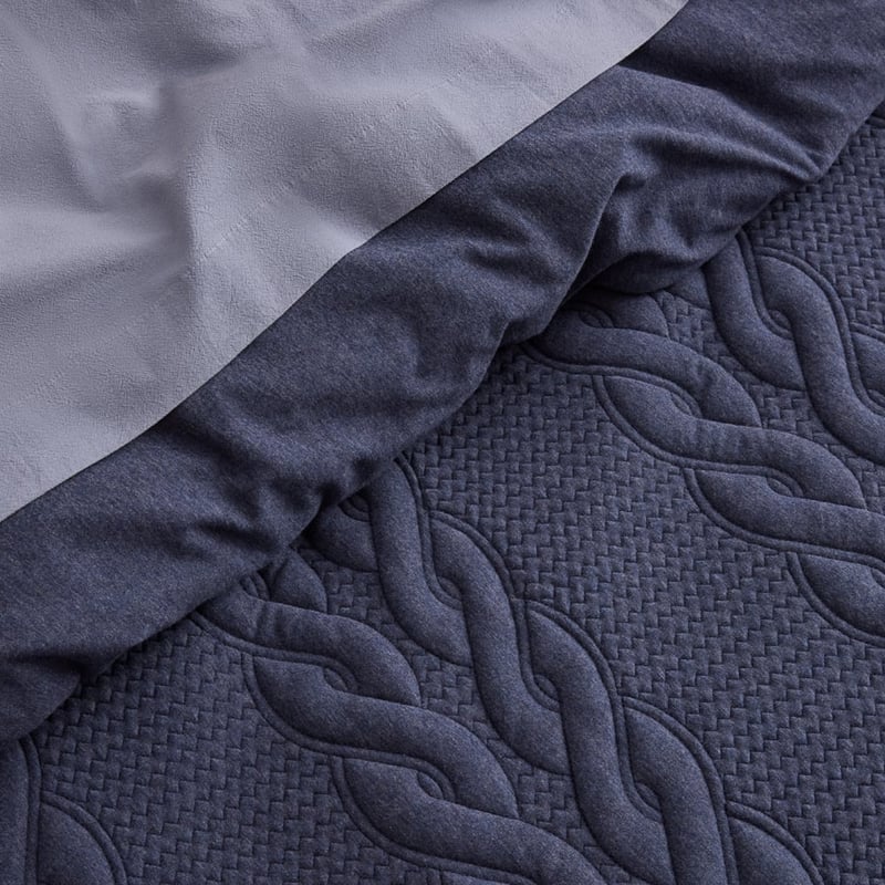 Wells Navy Quilted Jersey Quilt Cover Separates