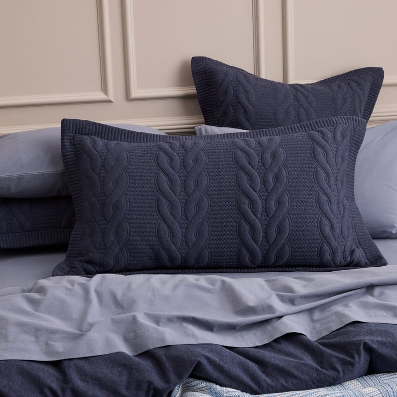 Wells Navy Quilted Jersey Pillowcases