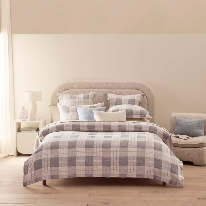 Finn Storm Blue Check Pillowcases