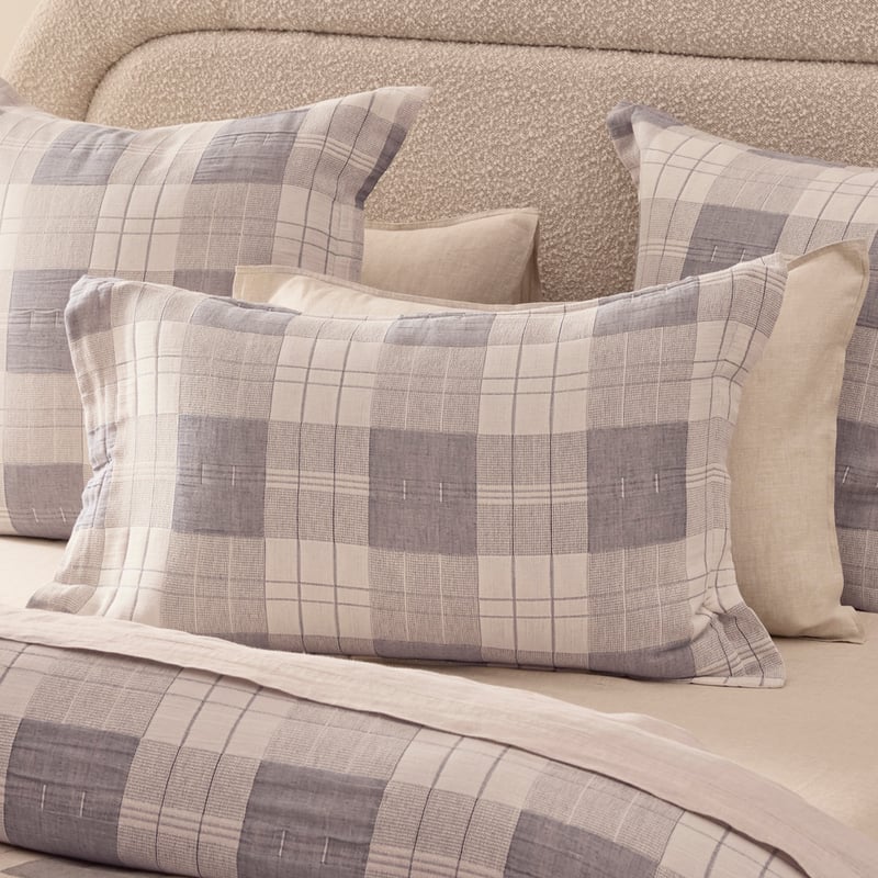 Finn Storm Blue Check Quilt Cover Set + Separates