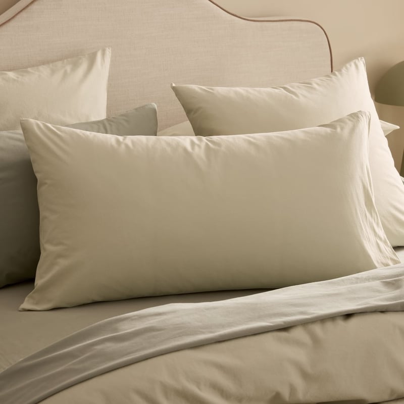 Stonewashed Cotton Pistachio Pillowcases