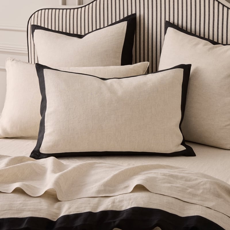 Vintage Washed Linen Linen & Onyx Border Quilt Cover Separates