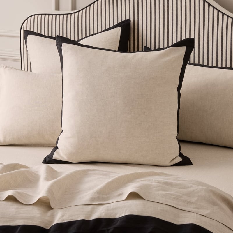 Vintage Washed Linen Linen & Onyx Border Quilt Cover Separates