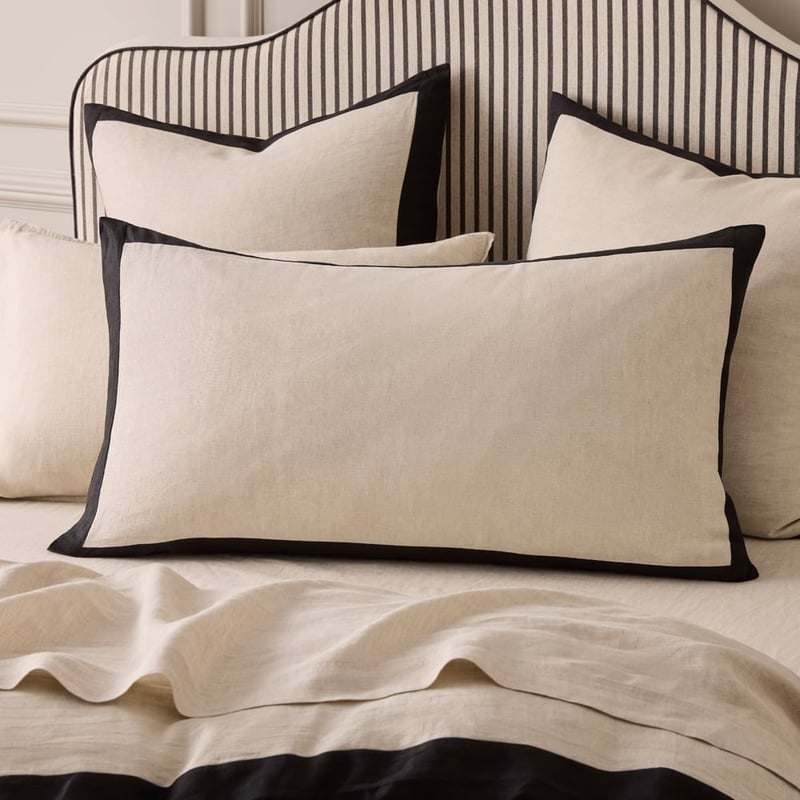 Vintage Washed Linen Linen & Onyx Border Quilt Cover Separates