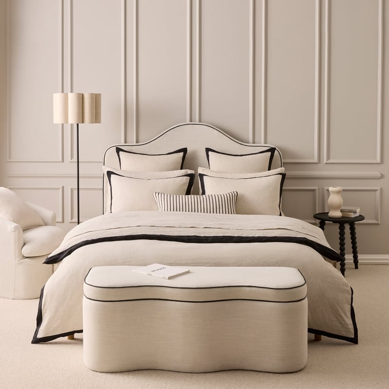 Vintage Washed Linen Linen & Onyx Border Quilt Cover Separates