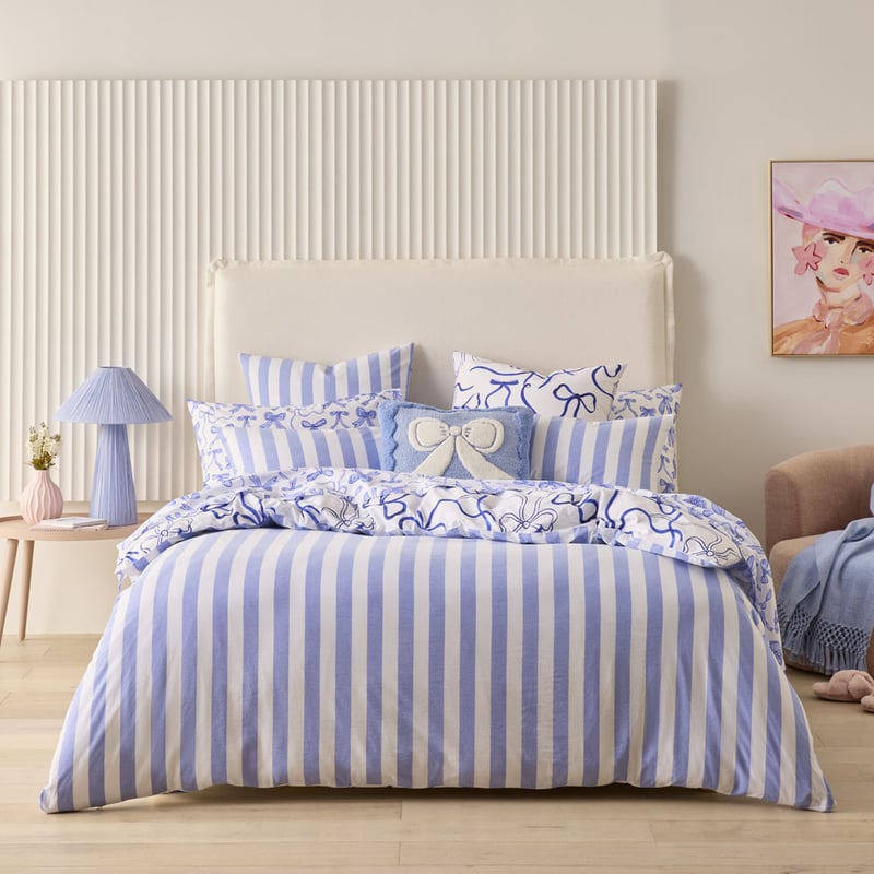Sweet Dreams Blue Bows Blue Quilt Cover Set + Separates