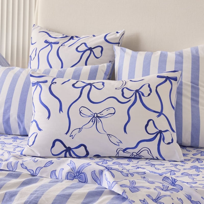 Sweet Dreams Blue Bows Blue Quilt Cover Set + Separates