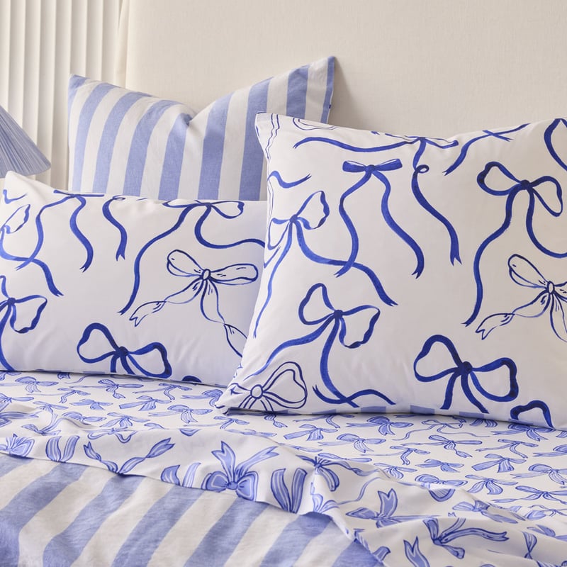 Sweet Dreams Blue Bows Blue Quilt Cover Set + Separates