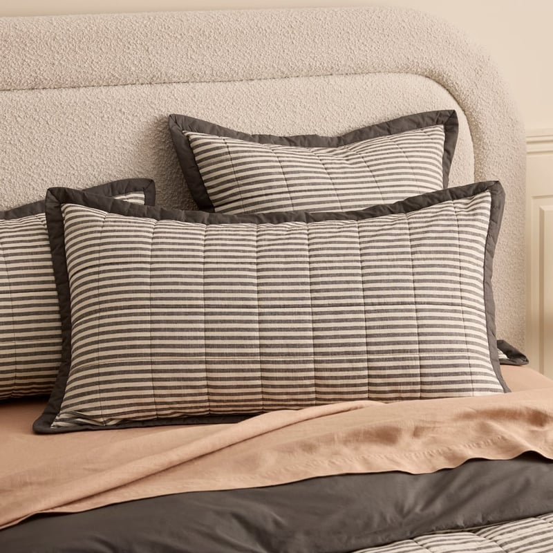 Bodhi Charcoal Stripe Quilted Quilt Cover Separates