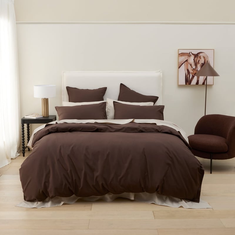 Relaxed Linen Look Chocolate Quilt Cover Set