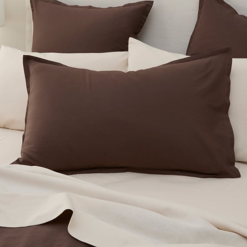 Relaxed Linen Look Chocolate Quilt Cover Set