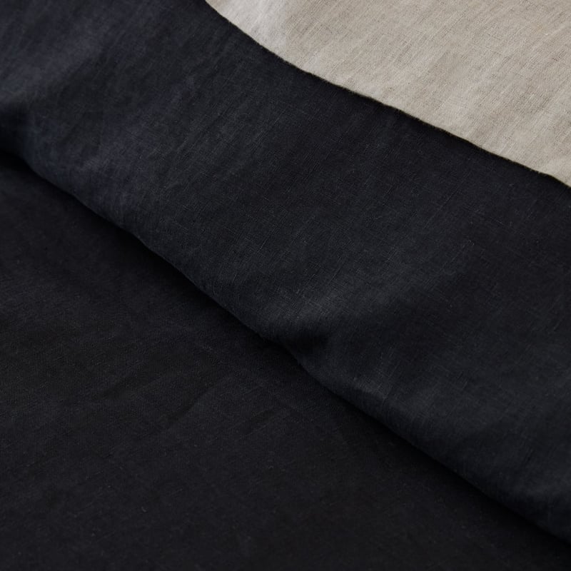 Vintage Washed Linen Liquorice Quilt Cover Separates