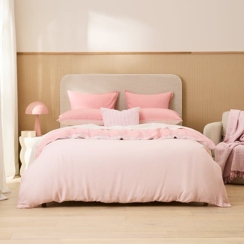 Vintage Washed Linen Blush & Sweetpea Duo Quilt Cover Separates