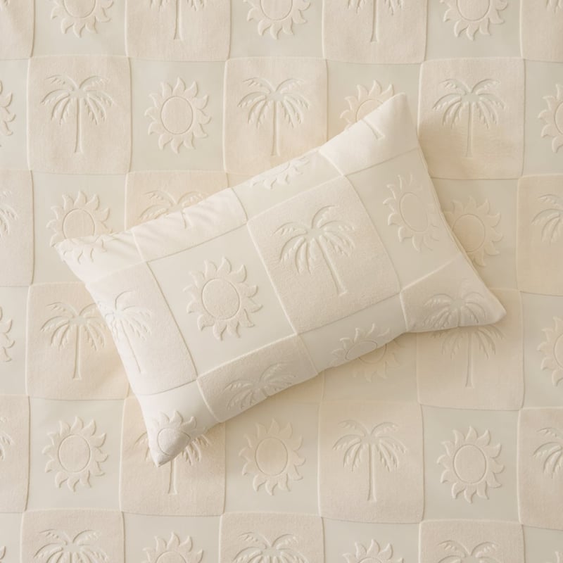 Palm White Tufted Quilt Cover Set