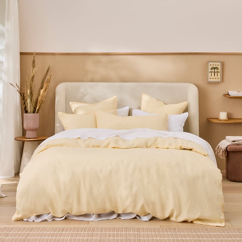 Vintage Washed Linen Lemon Pillowcases