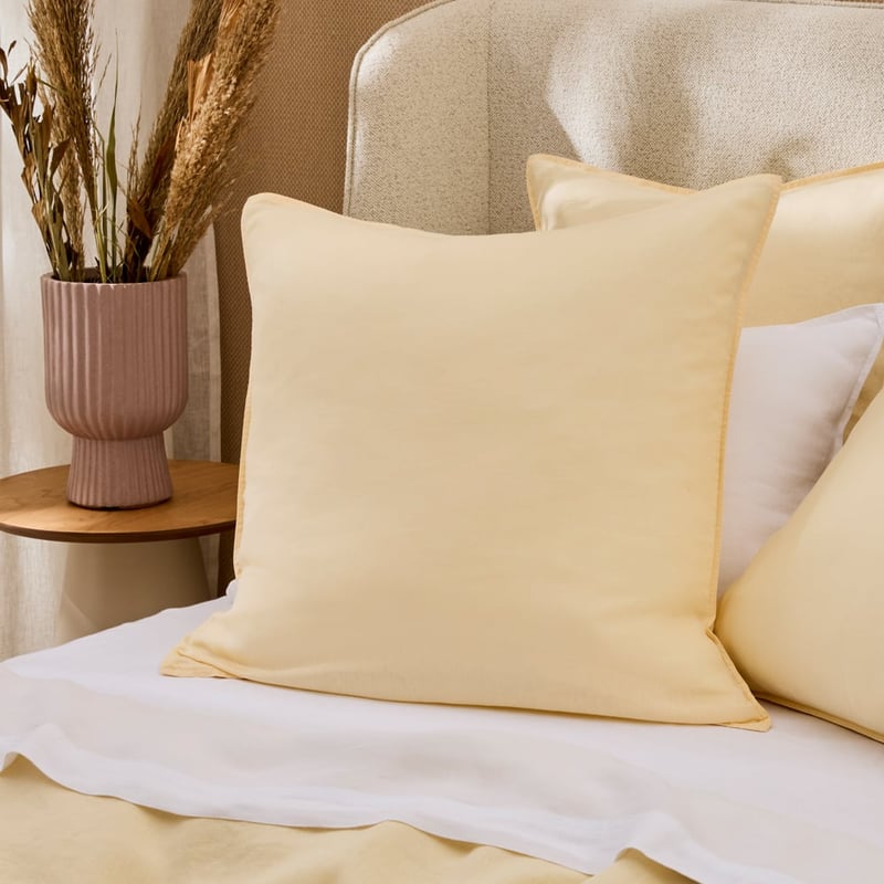Vintage Washed Linen Lemon Pillowcases