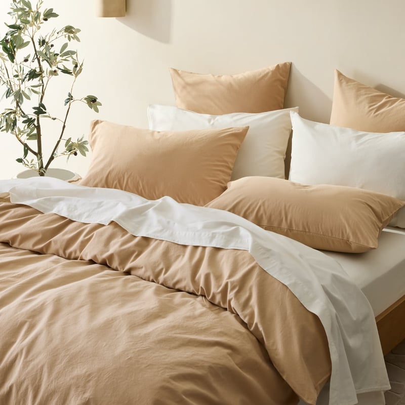 Stonewashed Cotton Sesame Quilt Cover Separates