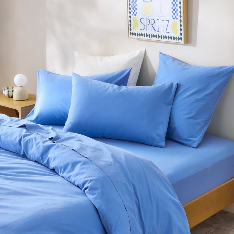 Stonewashed Cotton Cobalt Pillowcases