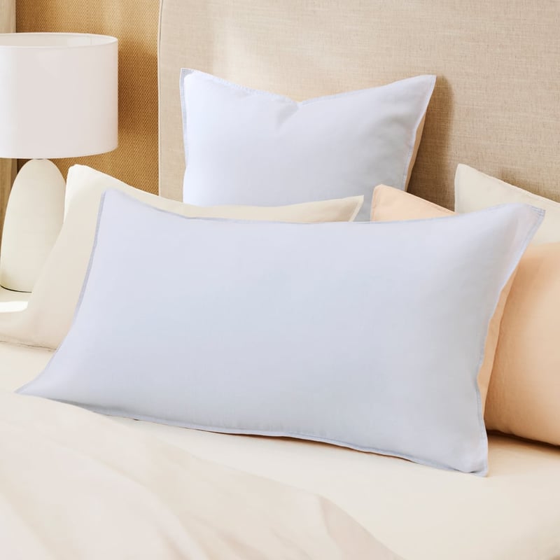 Vintage Washed Linen Peach & Sky Blue Duo Quilt Cover Separates