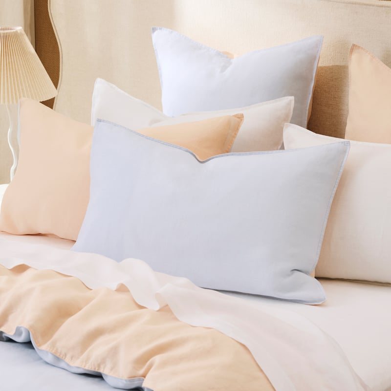 Vintage Washed Linen Peach & Sky Blue Duo Quilt Cover Separates