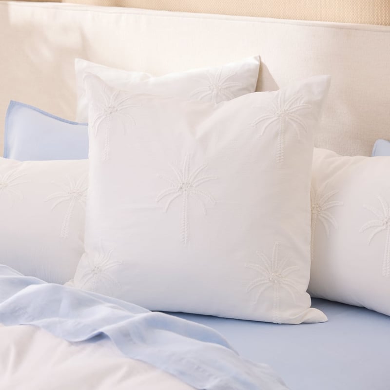 Byron Palm White Embroidered Quilt Cover Separates