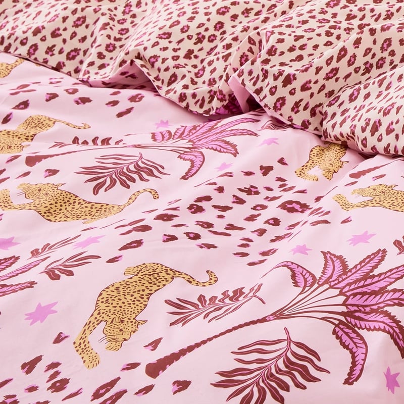 Sweet Dreams Leopard Palm Pink Pillowcase