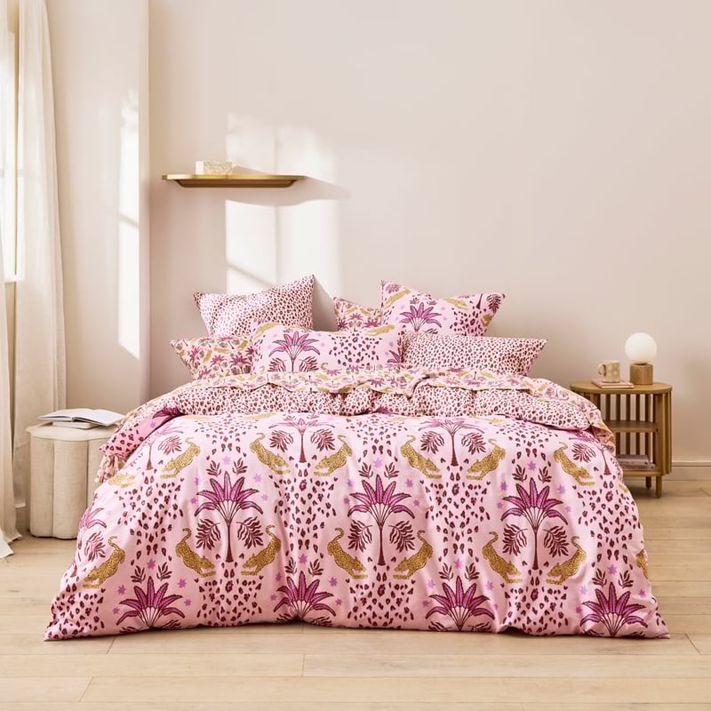 Sweet Dreams Leopard Palm Pink Pillowcase