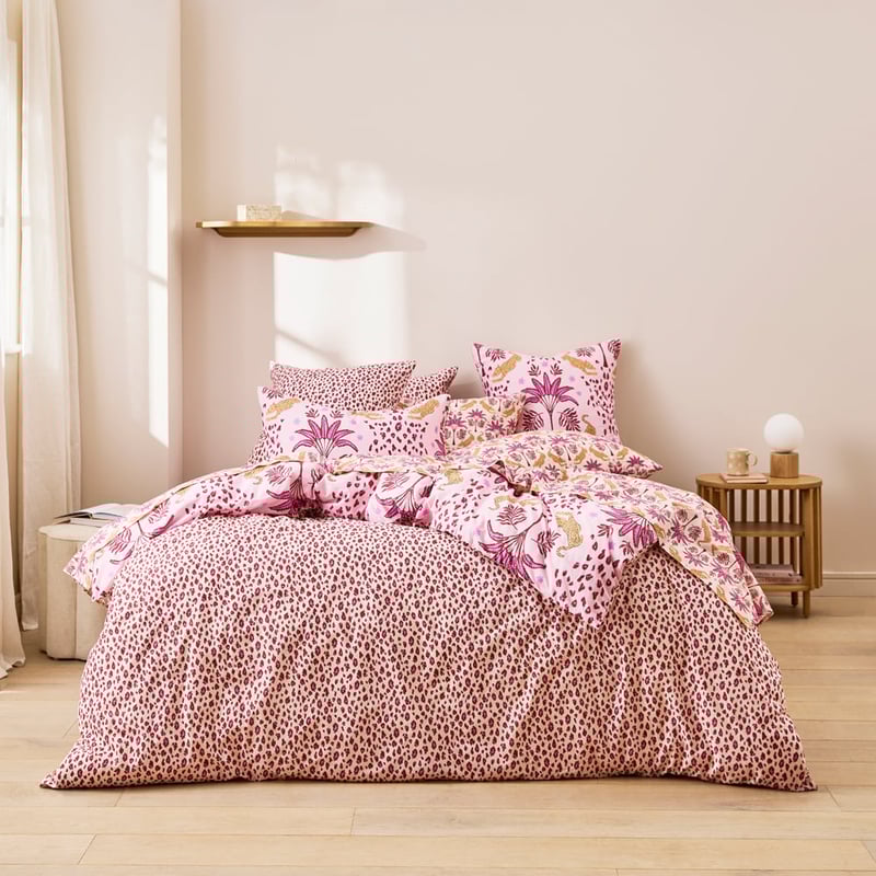 Sweet Dreams Leopard Palm Pink Pillowcase