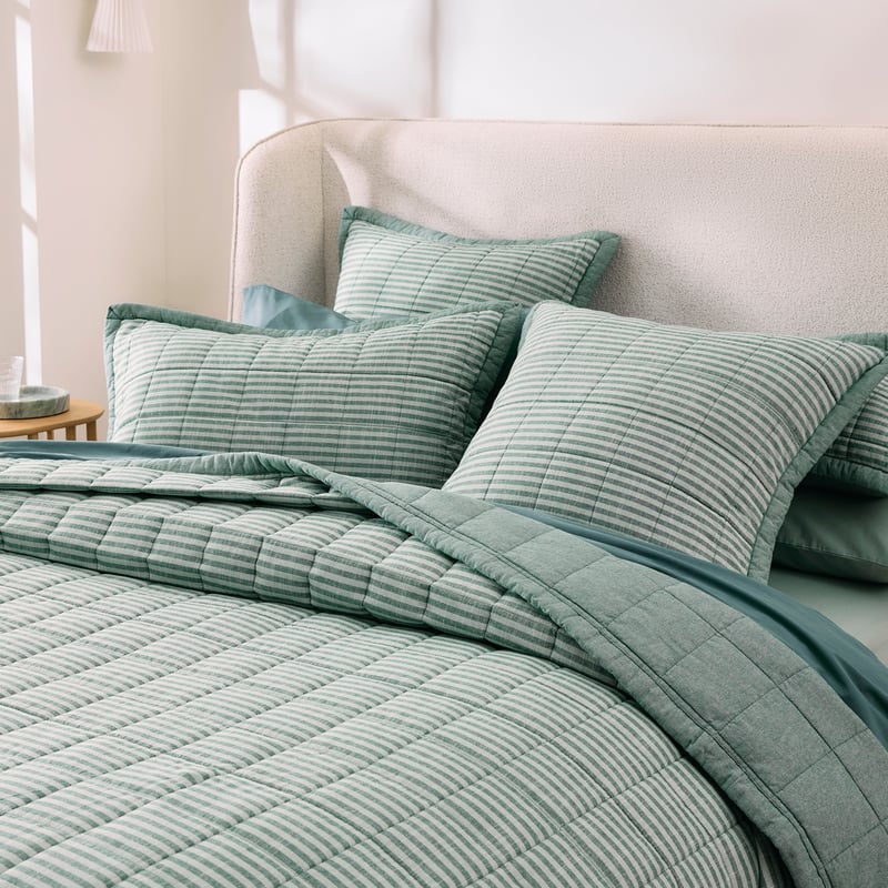 Bodhi Gumleaf & Thyme Stripe Quilted Pillowcases