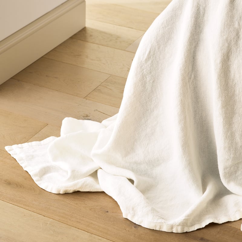Vintage Washed Linen White Bedcover