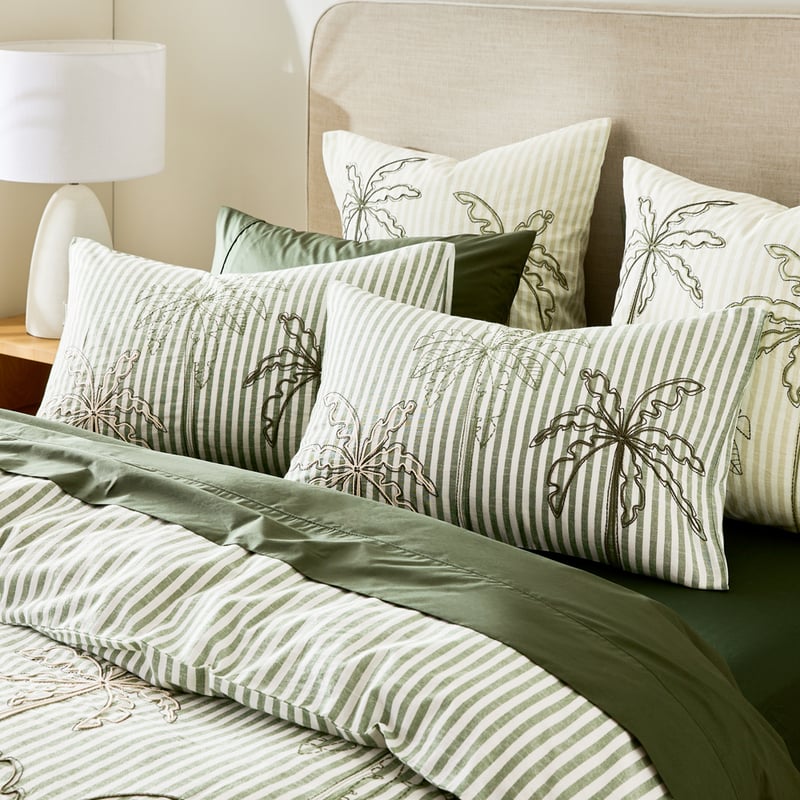 Kailani Green Embroidered Pillowcase