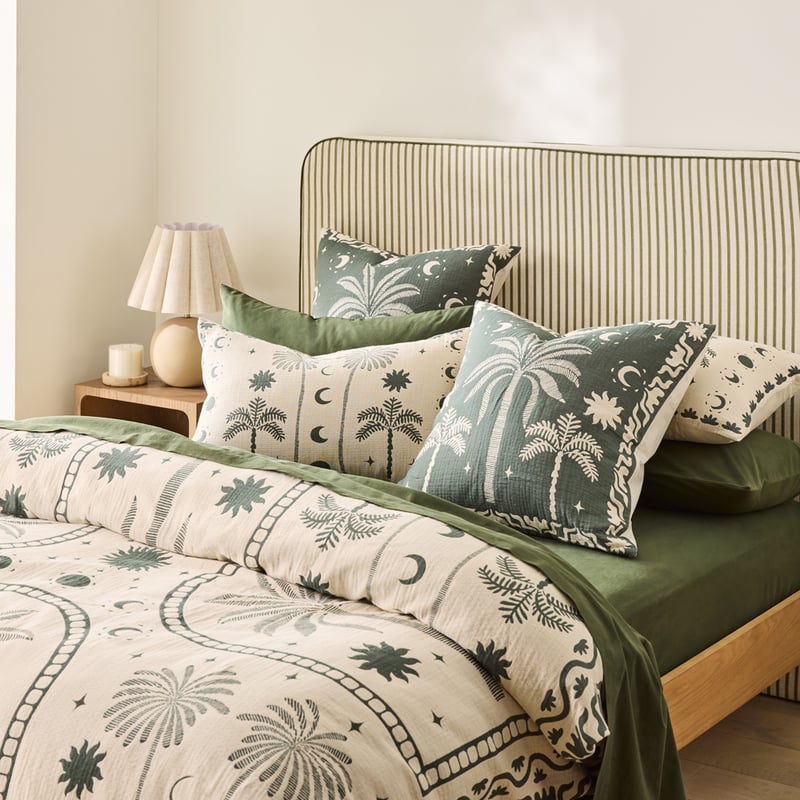 Summer Palm Jacquard Green Quilt Cover Separates