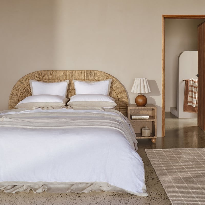 Vintage Washed Linen White & Linen Border Quilt Cover Separates