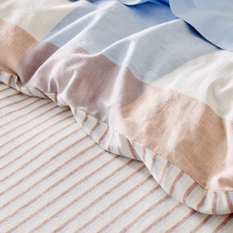 Linen Cotton Cove Blue Check Quilt Cover Set + Separates